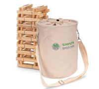 SimplySmooth Sacchetto XXL per Mollette - Contiene 50 pezzi in legno. Realizzato in 100% cotone, con moschettoni extra grandi per appenderlo e chiusura pratica. Perfetto per organizzazione e comodità