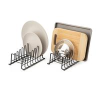 simplywire - Confezione da 2 - Rastrelliera per piatti/scolapiatti - Organizer per credenze da cucina - Colore nero - Piccolo