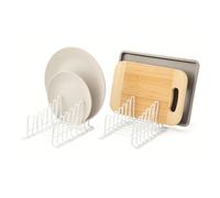 simplywire - Confezione da 2 - Rastrelliera per piatti/scolapiatti - Organizer per credenze da cucina - Colore Bianco - Piccolo