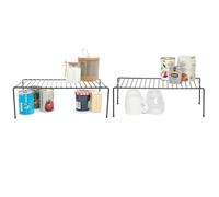 simplywire - Organizer per Armadietti da Cucina - Confezione da 2 Ripiani - Acciaio Rivestito in Plastica Nera