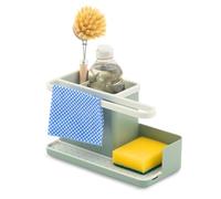 simplywire - Portaoggetti da lavello - Organizer per lavello da cucina - Vassoio raccogligocce rimovibile - Antiscivolo - Verde salvia e bianco