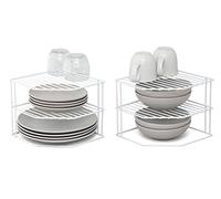 simplywire - Portapiatti a 3 ripiani - Confezione da 2 Organizer per armadietti da cucina - Bianco