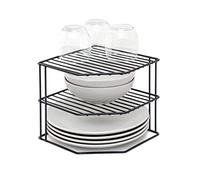 simplywire - Portapiatti a 3 Ripiani - Organizer per Armadietti da Cucina - Acciaio Rivestito in Plastica Nera