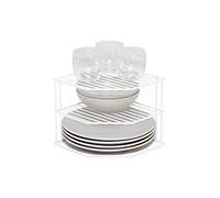 simplywire - Portapiatti a 3 Ripiani - Organizer per armadietti da Cucina - Acciaio Rivestito in Plastica Bianca