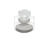 simplywire - Portapiatti a 3 ripiani - Organizer per armadietti da cucina - Bianco - Quadrato
