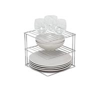 simplywire - Portapiatti a 3 ripiani - Organizer per armadietti da cucina - Cromato - Quadrato