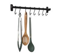 simplywire - Portautensili da cucina - Supporto da parete per utensili e pentole - 8 ganci - colore nero