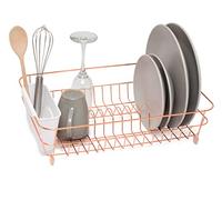 simplywire - Scolapiatti - Griglia scolapiatti antiruggine - Acciaio cromato ramato con cestello portaposate bianco