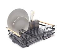 simplywire - Scolapiatti Retro Premium - Scolapiatti con portaposate e vassoio di raccolta - Acciaio verniciato a polvere nera