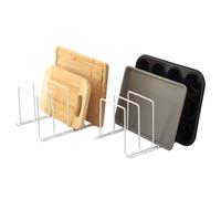 simplywire - Supporto per teglie da Forno e taglieri - Confezione da 2 - Rastrelliera per coperchi, pentole e padelle - Organizer per credenze da Cucina - Bianco