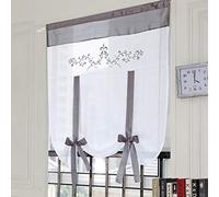 SIMPVALE 1 Pezzi Tenda Voile Sheer Tendina Parasole - Ricamo Tie up Tulle Tende Pannelli per Camera da Letto Studio Bagno Cucina, 100x140cm, Grigio