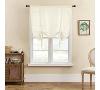 SIMPVALE 1 Pezzo Tenda a Pacchetto in Tulle con Fiocco, Tenda Trasparente con Passante per Asta, Tessitura in Lino, Tenda in Voile Traslucida per Soggiorno, Camera da Letto, Balcone, Cucina, Bagno