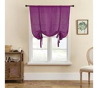 SIMPVALE 1 Pezzo Tenda Romana in Tulle con Lacci Tenda Trasparente con Tasca per Bastone Tessitura di Lino Voile Traslucido per Soggiorno Camera da Letto Balcone Cucina Bagno, Viola, 80x140cm