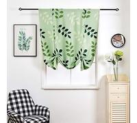 SIMPVALE 1 tenda a pacchetto oscurante, con tasca per bastone, motivo con foglie, tenda a pacchetto per cucina, camera da letto, camera dei bambini e bagno, verde, 80 x 140 cm