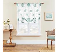 SIMPVALE 1 tenda a pacchetto ricamata in voile traslucido, con tasca per bastone, per soggiorno, camera da letto, balcone, cucina, bagno, verde, 80 x 140 cm