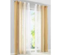 SIMPVALE 2 Pezzi Tende Trasparente - Tenda in Voile di Colore Stile Sfumato per Camera da letto Soggiorno Balcone, Giallo con bianco, 140x265cm
