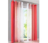 SIMPVALE 2 Pezzi Tende Trasparente - Tenda in Voile di Colore Stile Sfumato per Camera da Letto Soggiorno Balcone, Rosso con Bianco, 140x265cm