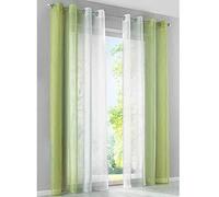 SIMPVALE 2 Pezzi Tende Trasparente - Tenda in Voile di Colore Stile Sfumato per Camera da letto Soggiorno Balcone, Verde con bianco, 140x245cm