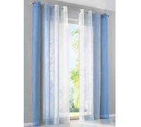 SIMPVALE 2 Pezzi Tende Trasparente - Tenda in Voile di Colore Stile Sfumato per Camera da letto Soggiorno Balcone, Blu con bianco, 140x225cm