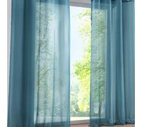 SIMPVALE 2 Pezzi Tende Voile Trasparenti per Finestra, Soggiorno, Camera e Balcone (Larghezza 140 cm/Altezza 260 cm, Blu)