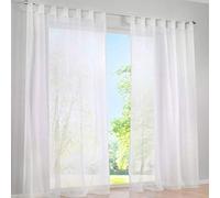 SIMPVALE 2 Pezzi Tende Voile Trasparenti per Finestra, Soggiorno, Camera e Balcone (larghezza 140 cm/altezza 250 cm, Bianco)