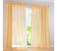 SIMPVALE 2 pezzi tende voile trasparenti per finestre e balcone, giallo, Larghezza 140 cm, Altezza 225 cm