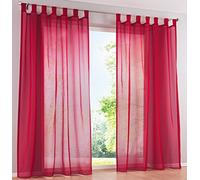 SIMPVALE 2 pezzi tende voile trasparenti per finestre e balcone, rosso, Larghezza 140 cm, Altezza 175 cm