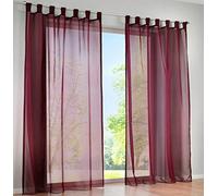 SIMPVALE 2 pezzi tende voile trasparenti per finestre e balcone, vino rosso, Larghezza 140 cm, Altezza 145 cm