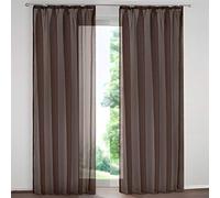 SIMPVALE 2 Pezzo Tenda Finestra Velata Elegante Voile con Ganci per Binario per Camera da Letto Soggiorno Balcone, marrone, 140x260cm