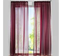 SIMPVALE 2 Pezzo Tenda Finestra Velata Elegante Voile con Ganci per Binario per Camera da Letto Soggiorno Balcone, Vino rosso, 140x245cm