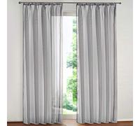 SIMPVALE 2 Pezzo Tenda Finestra Velata Elegante Voile con Ganci per Binario per Camera da Letto Soggiorno Balcone, grigio, 140x245cm