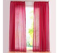 SIMPVALE 2 Pezzo Tenda Finestra Velata Elegante Voile con Ganci per Binario per Camera da Letto Soggiorno Balcone, rosso, 140x270cm