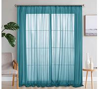 SIMPVALE 2 Pezzo Tenda Finestra Velata Elegante Voile con Ganci per Binario per Camera da Letto Soggiorno Balcone, blu, 140x145cm