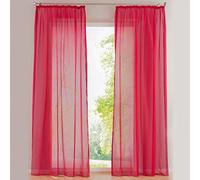SIMPVALE 2 Pezzo Tenda Finestra Velata Elegante Voile con Ganci per Binario per Camera da Letto Soggiorno Balcone, Rosa rossa, 140x175cm
