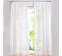 SIMPVALE 2 Pezzo Tenda Finestra Velata Elegante Voile con Ganci per Binario per Camera da Letto Soggiorno Balcone, Crema, 140x145cm