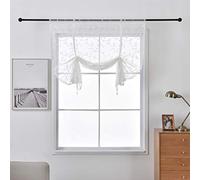 SIMPVALE - Tenda a pacchetto con 1 pannello, con foglie ricamate, per soggiorno, cucina, bagno, 100 x 140 cm, colore: Bianco