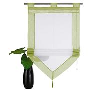 SIMPVALE Tenda a Pacchetto Finestre, Verde 60 x 140 cm Tende Romana, Tende per Interni in Voile Trasparente con Decorazione con Nappe per Cucina, Bagno, Balcone