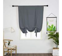 SIMPVALE Tende oscuranti corte romane con legatura, isolamento termico, con tasca per bastone cieco per camera da letto, soggiorno, cucina (grigio, 100 x 120 cm)