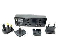 Simran Multipresa universale per viaggiare in tutto il mondo con indice di ingrandimento/protezione da sovraccarico, 2 prese, 2 USB con 4 adattatori stranieri