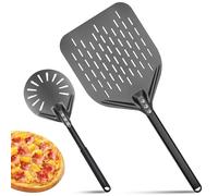 Simsky 2 Articoli Pala Per Pizza, 6 Pollici e 12 Pollici, Pala Pizza Forata con Manico Rimovibile, Paletta Pizza in Alluminio Nero