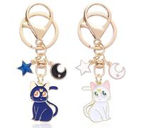 Simsky 2 Pezzi Portachiavi,Portachiavi Luna Gatto Portachiavi Kawaii,Portachiavi Gatto Luna,Portachiavi a Forma di Gatto Magico,Portachiavi per Coppie Portachiavi con Gatti per Borsa, Cellulare, Auto