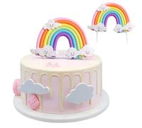 Simsky Decorazioni Torta Compleanno, Topper per Torta Arcobaleno, Kit per Decorazione Torte per Compleanno, Baby Shower, Bambini, Matrimonio, Festa a Tema Arcobaleno