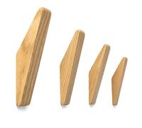 Simsky Ganci adesivi extra forti, 4 pezzi, autoadesivi, senza fori, per bagno e cucina, colore legno naturale in acciaio inox, portata fino a 6 kg
