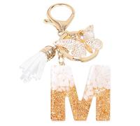 Simsky Portachiavi con Lettera Iniziale, Portachiavi Donna con Iniziale, Letter Keychain Iniziale Portachiavi Lettera M Resina, Portachiavi con Lettera Iniziale a Forma di Farfalla