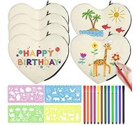 SIMSPEAR 6 Pezzi Astuccio in Tela Bianco, Astuccio in Tela con 12 Matite Colorate e 4 Stencil per Dipingere, Astuccio per Matite Fai da Te, Astuccio Bianc per Sper Scuola,Trucco e Bricolage