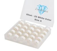 Simthread, 25 fili bianchi preavvolti per bobine misura A classe 15 (SA156) 60 WT con custodia in plastica trasparente 70D/2 per macchina per filo da ricamo Brother fai da te