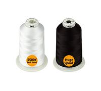 Simthread - 26 selezioni - Vari colori assortiti confezioni di filo per macchina da ricamo in poliestere 5500Y per macchine da ricamo multiuso - 1 bianco+1 nero