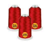 Simthread - 33 selezioni - Vari colori assortiti confezioni di filo per macchina da ricamo in poliestere enorme bobina 5500Y per tutte le macchine da cucire multiuso - #800 rosso