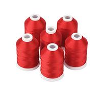 Simthread 6 bobine di filo da ricamo a macchina rosso, 1000 m (1000 metri) per Brother, Babylock, Janome, Pfaff, Singer, Bernina e altre macchine domestiche (rosso)