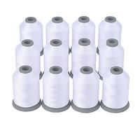 Simthread Filo da cucito per tutti gli scopi, 12 bobine di filo in poliestere 40D/2, per cucito, trapuntatura e macchina da cucire, pratici fili in poliestere per macchina da cucire (12 bianco)